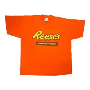 Vintage Reese’s Peanut Butter Cup T-Shirt Men XL Orange Gildan Hershey Snack